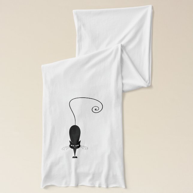 Modern svart katt och tass avtryck halsduk (Vänster)