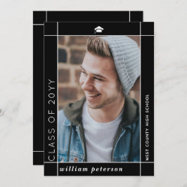 Modern svart klass av 2025 studenten-foto meddelande