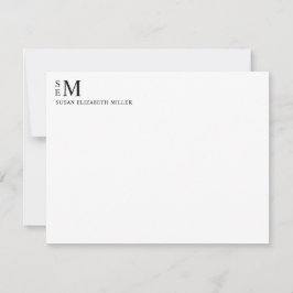 Modern svart, klassiskt monogram-papper anteckningskort