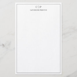 Modern svart, klassiskt monogram-papper brevpapper
