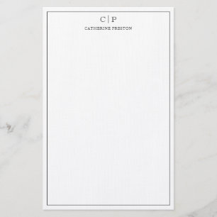 Modern svart, klassiskt monogram-papper brevpapper