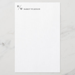 Modern svart, klassiskt monogram-papper brevpapper