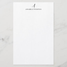 Modern svart, klassiskt monogram-papper brevpapper