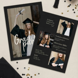 Modern svart kol foto collage examen inbjudningar