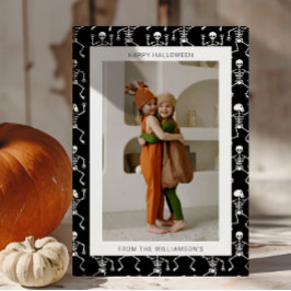 Modern Svart Kuslig Skelett Halloween Foto Julkort
