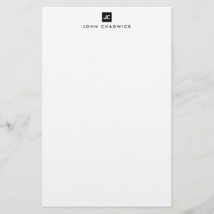 Modern svart kvadrat, fet två monogram minimalisti brevpapper