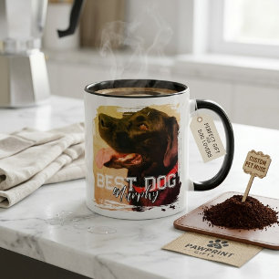 Modern svart Lab vattenfärg foto bästa hundnamn Mugg