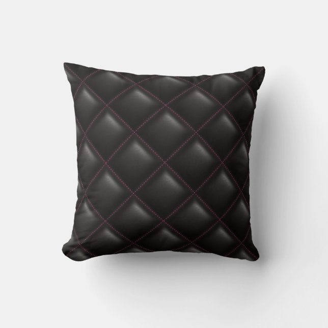 Modern svart läder med citattecken från Geometric  Kudde (Framsida)