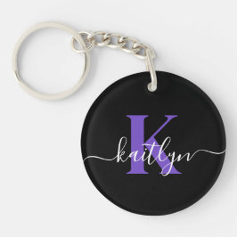 Modern Svart Lila Skript Monogram
