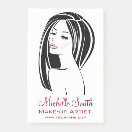 Modern svart Ljus rosa Chic Eyelash Makeup Artist Post-it Block