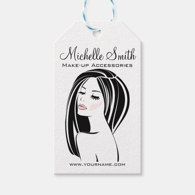 Modern svart Ljus rosa Chic Eyelash Makeup Artist Presentetikett (Framsidan)