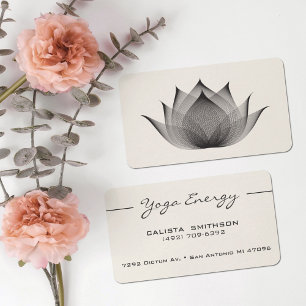 Modern svart Lotus Flower Art-Elegant Unik Yoga Visitkort