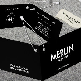 Modern svart, mappad Märkre för kläder Kort