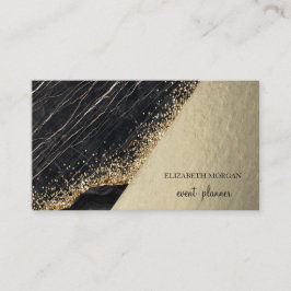 Modern svart marmor guldsequins, geometrisk visitkort