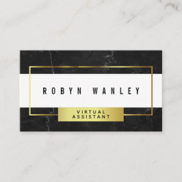 Modern svart marmor med vit och guld visitkort