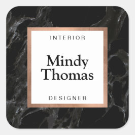 Modern svart marmorerad ram med falskt roséguld fyrkantigt klistermärke