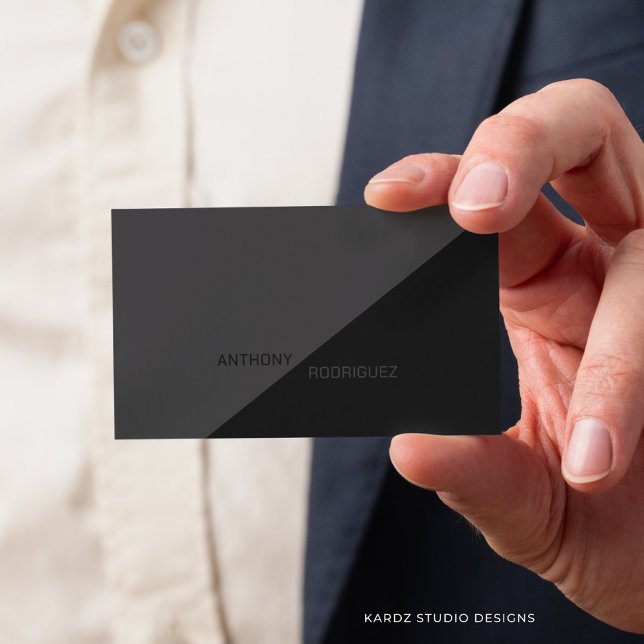 Modern svart matt visitkort (Front side of card shown in 3.5 x 2.0 inch, add your  name and details on the backside.)