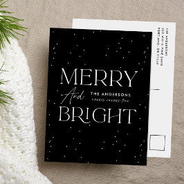 Modern svart merry och Bright non-Photo Helg Vykort