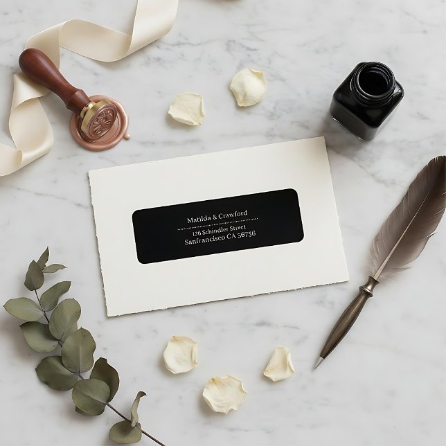 Modern svart minimal returadress för skript returadress etikett (Skapare uppladdad)