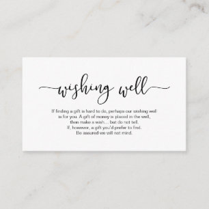 Modern svart minimalism font, Bröllop Wishing well Tilläggskort