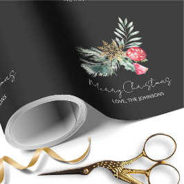 Modern Svart Minimalist Julskript Presentpapper
