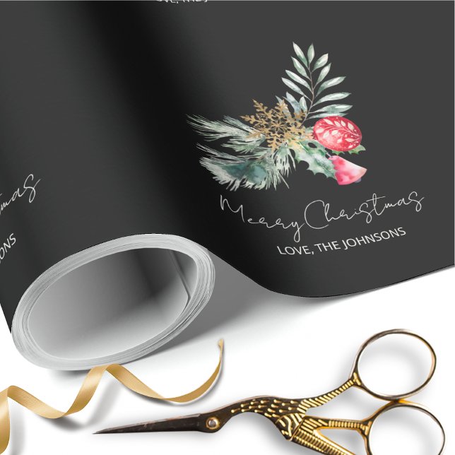 Modern Svart Minimalist Julskript Presentpapper (Skapare uppladdad)