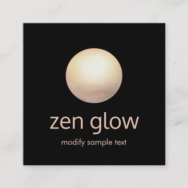 Modern svart, minimalistisk Guld-cirkel Fyrkantigt Visitkort (Framsida)