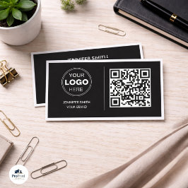 Modern Svart Minimalistisk QR-kod Affärsdesign Visitkort