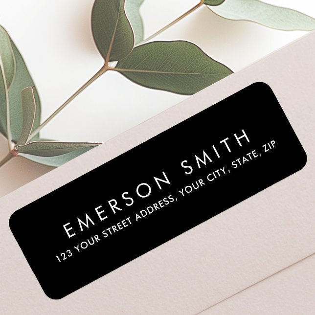 Modern svart minimalistisk returadress av elegant returadress etikett (Modern black minimalist elegant return address label)