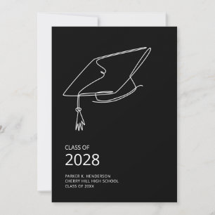 Modern svart, minimalistisk Studentfest Inbjudningar