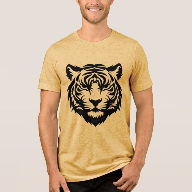 Modern svart, minimalistisk tiger Head Tee (Framsida)