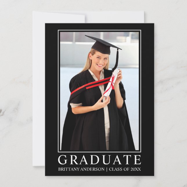 Modern svart, minimalistiskt foto Studenten Meddelande (Framsida)