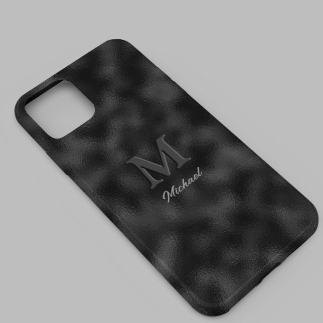 Modern, svart, minimalistiskt texturerat Monogram (Skapare uppladdad)