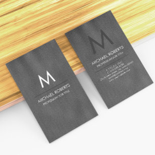 Modern, svart, minimalistiskt texturerat Monogram Visitkort