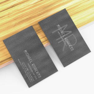 Modern, svart, minimalistiskt texturerat Monogram Visitkort