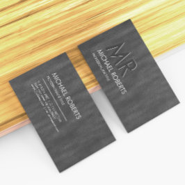 Modern, svart, minimalistiskt texturerat Monogram Visitkort