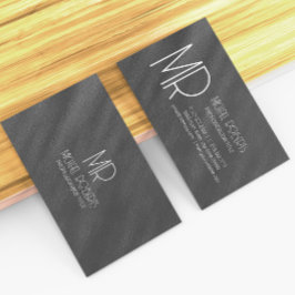 Modern, svart, minimalistiskt texturerat Monogram Visitkort