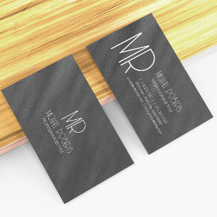 Modern, svart, minimalistiskt texturerat Monogram Visitkort