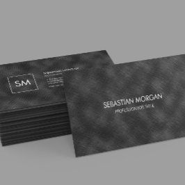 Modern, svart, minimalistiskt texturerat Monogram Visitkort