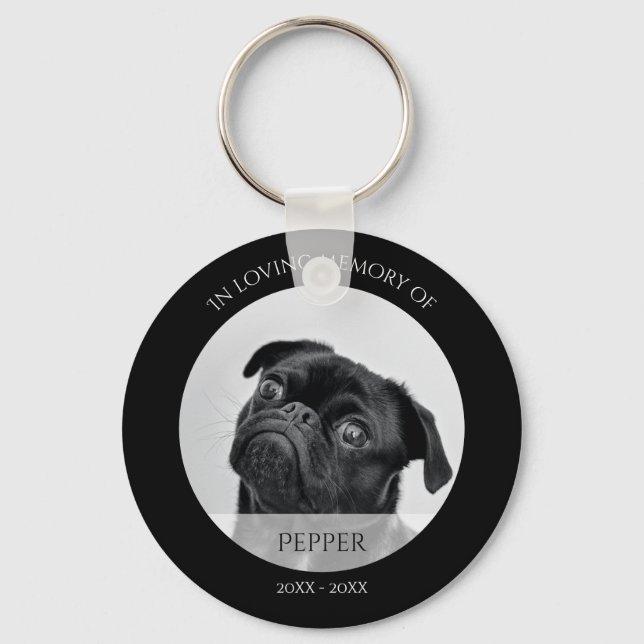 Modern svart minnesstund i Loving Memory Photo Nyckelring (Framsida)