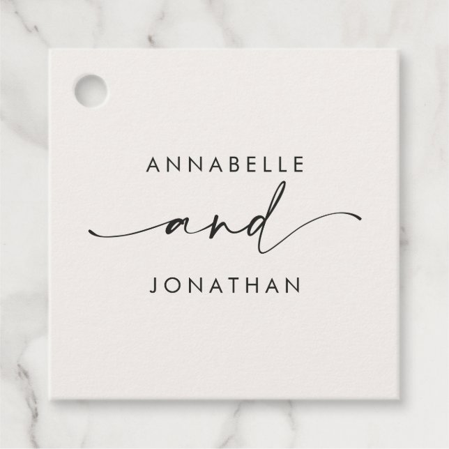Modern svart minsta contemporary bröllop gåvor etiketter (Framsida)