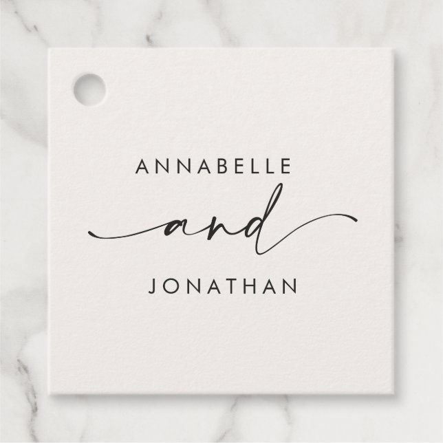 Modern svart minsta contemporary bröllop gåvor etiketter (Framsida)