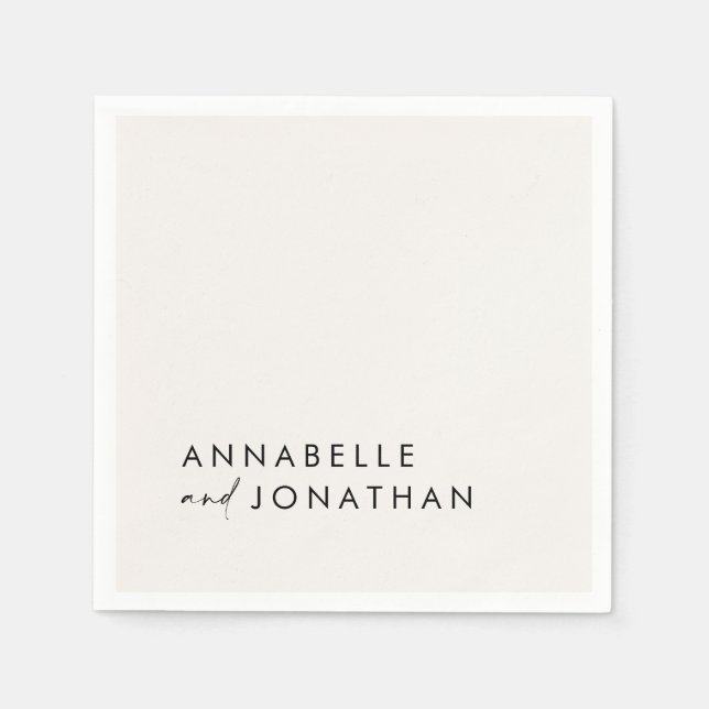 Modern svart minsta contemporary bröllop pappersservett (Framsidan)