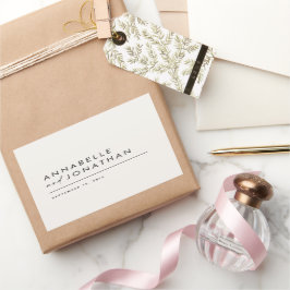 Modern svart minsta contemporary bröllop rektangulärt klistermärke