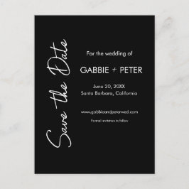 Modern svart, modern, vit stil Spara datumet Vykort