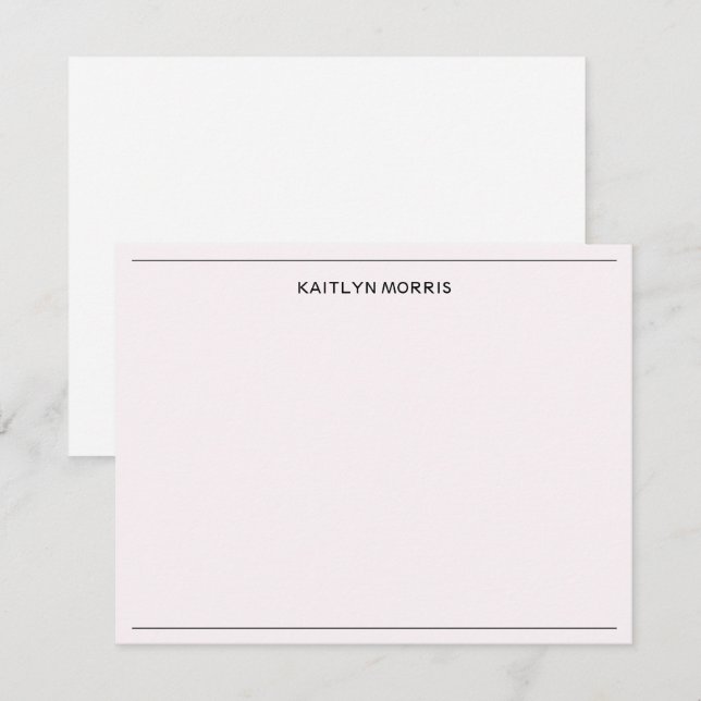 Modern svart monogram-Avslappnad - Rosa med ultraB Anteckningskort (Fram/baksida)