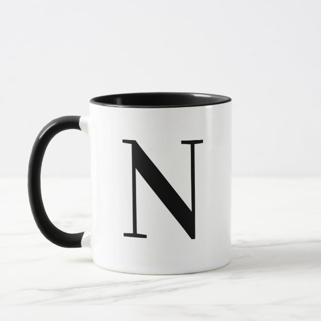 Modern svart monogram bokstav N anpassad kaffe  Mugg (Vänster)