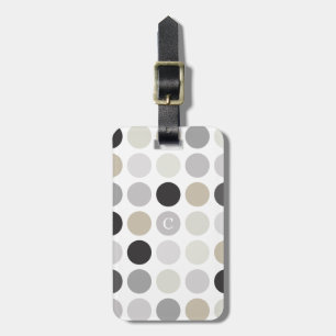 Modern svart monogram för vitpolka dotsmönster bagagebricka