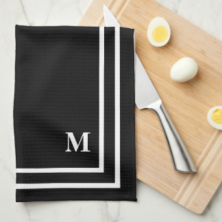 Modern svart Monogram Kökshandduk