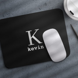 Modern svart monogram namn personlig musmatta
